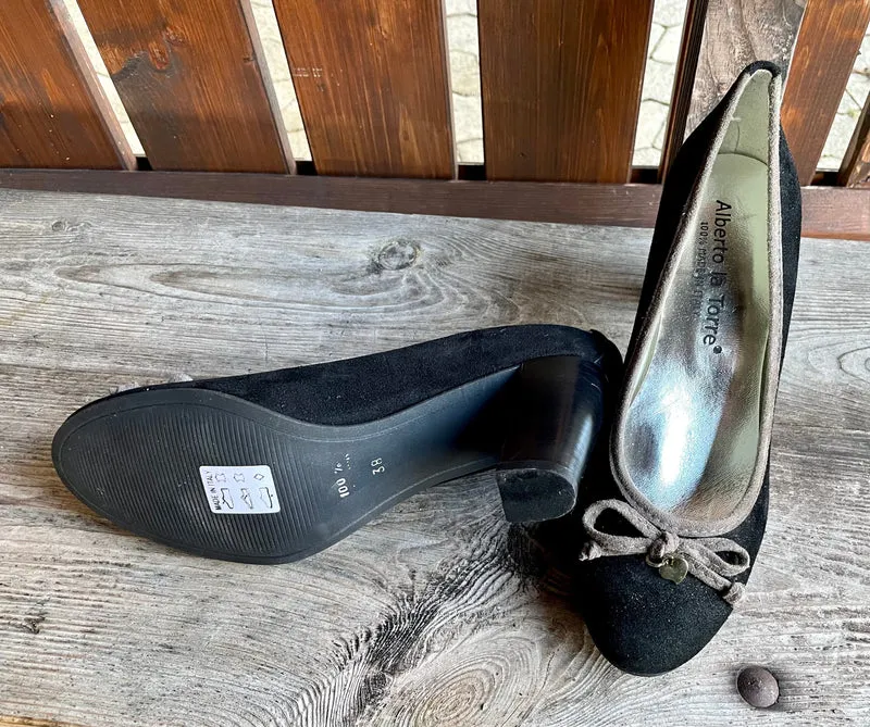 Pumps, Alberto la Torre, Schuhe, Velourleder, schwarz grau