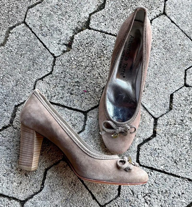 Pumps, Alberto la Torre, Schuhe, Velourleder, beige, taupe, Gr. 41