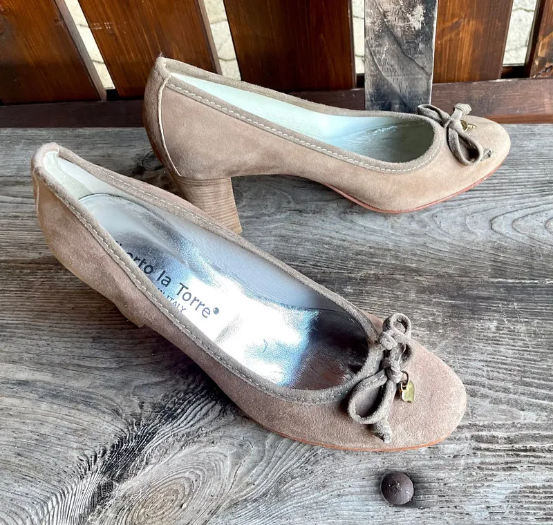 Pumps, Alberto la Torre, Schuhe, Velourleder, beige, taupe, Gr. 41