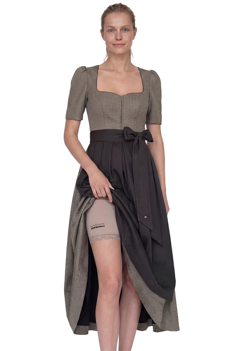 Damen Dirndlshorts atmungsaktiv mit Spitze - taupe