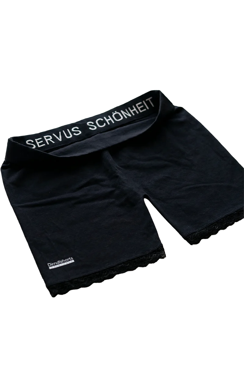 Damen Dirndlshorts atmungsaktiv mit Spitze - pure black
