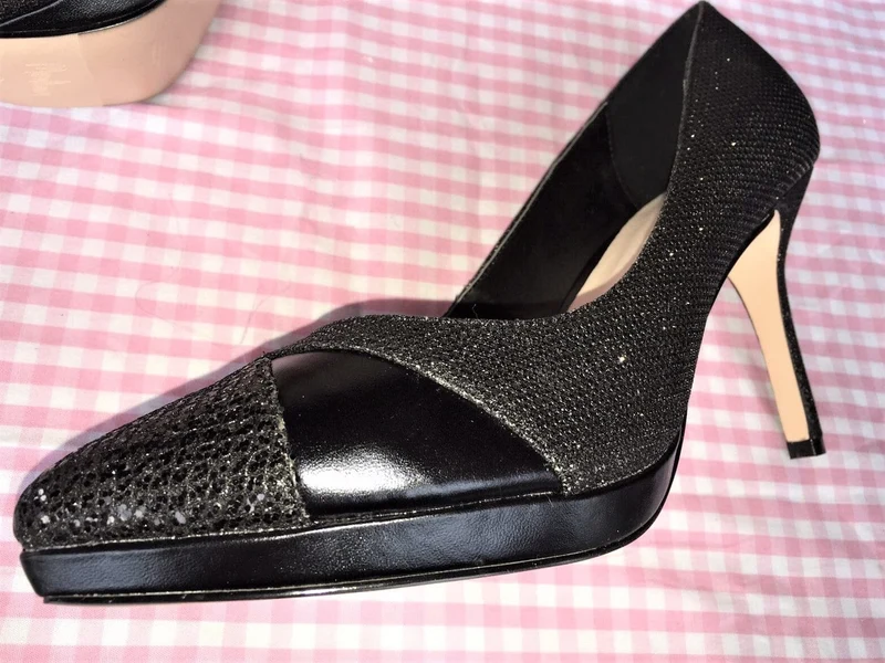 Pumps, the essence Menbur Schuhe, Materialmix schwarz Glitzer