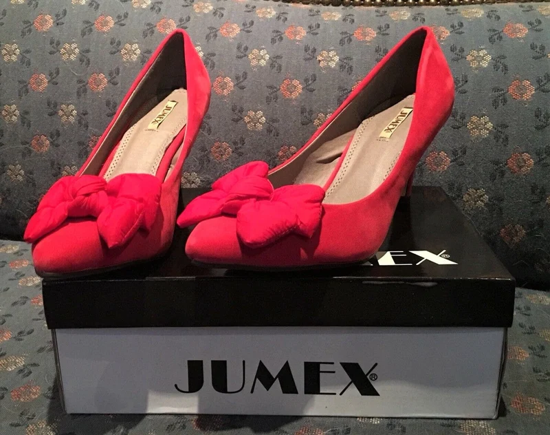 Pumps, Jumex Schuhe, Kitten Heels, Velour, rot