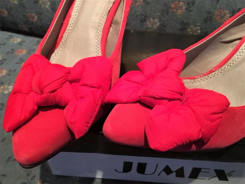Pumps, Jumex Schuhe, Kitten Heels, Velour, rot
