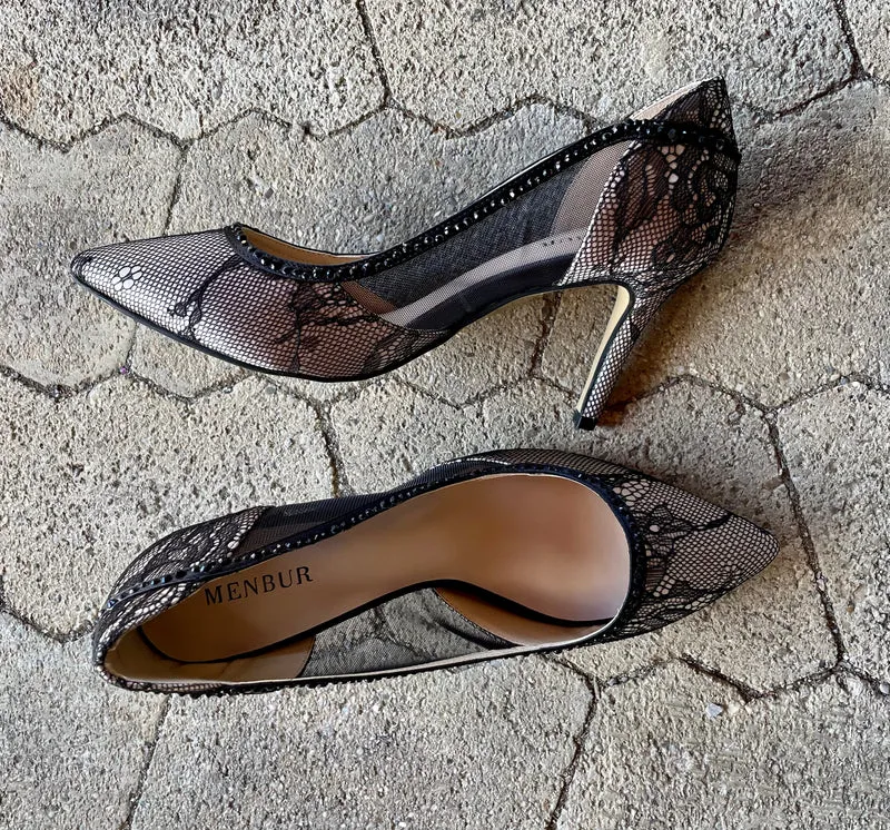 Pumps, The Essence Menbur Schuhe, gold, schwarz Spitze
