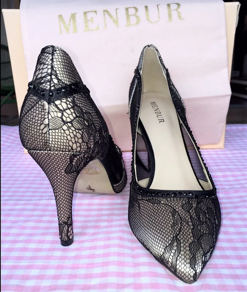 Pumps, The Essence Menbur Schuhe, gold, schwarz Spitze