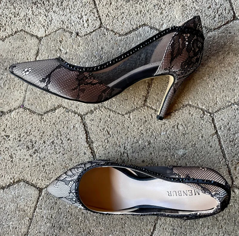 Pumps, The Essence Menbur Schuhe, gold, schwarz Spitze
