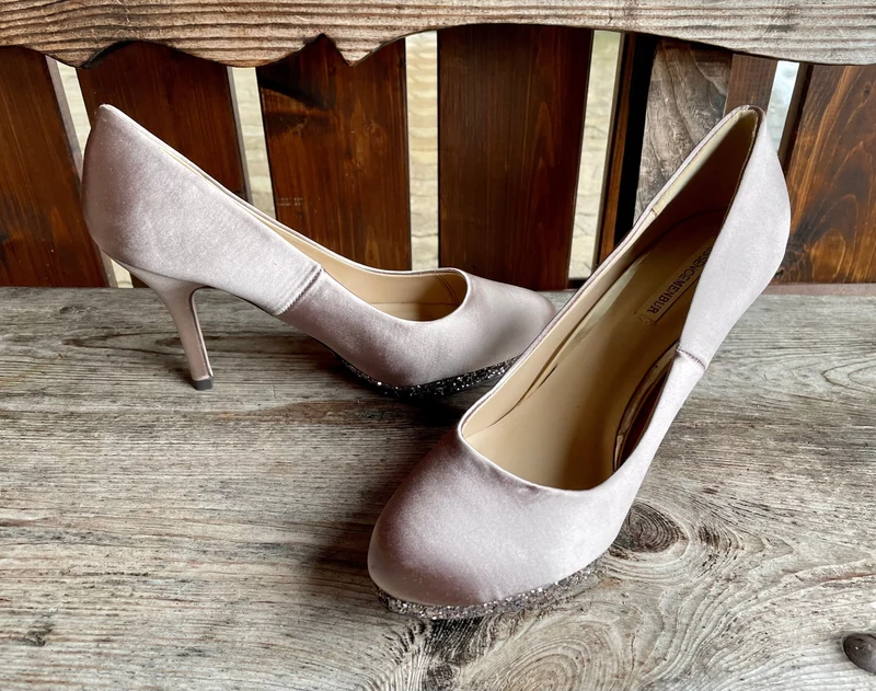 Pumps, The essence Menbur Schuhe, Satin taupe, gold