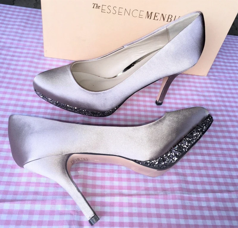 Pumps, The essence Menbur Schuhe, Satin taupe, gold