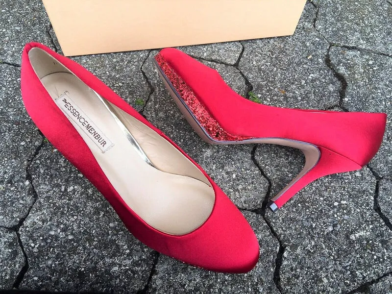Pumps, The essence Menbur Schuhe, Satin rot