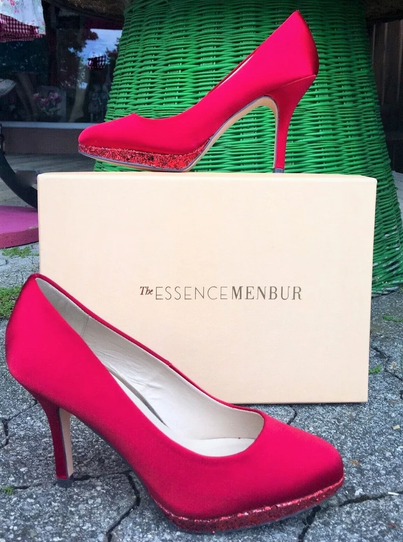 Pumps, The essence Menbur Schuhe, Satin rot