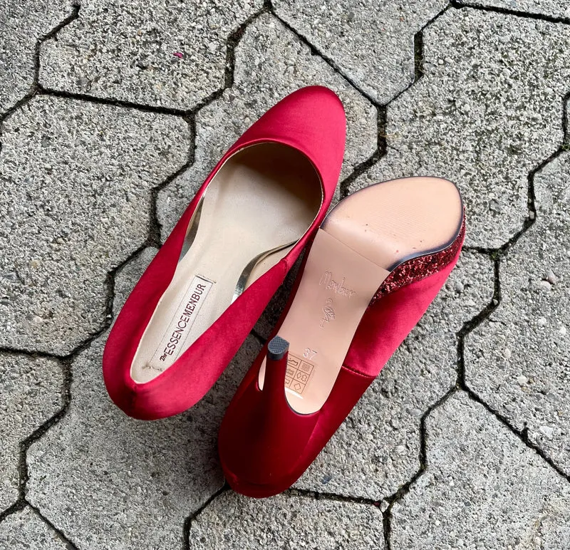 Pumps, The essence Menbur Schuhe, Satin rot