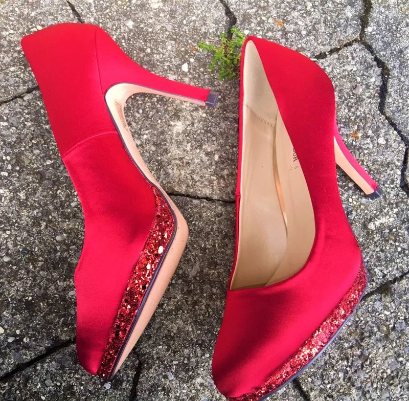 Pumps, The essence Menbur Schuhe, Satin rot