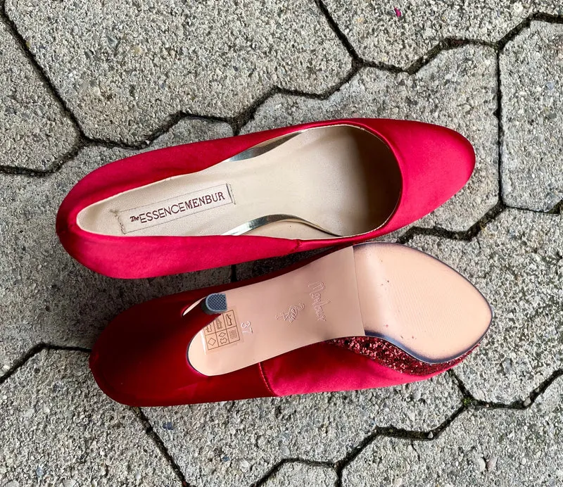 Pumps, The essence Menbur Schuhe, Satin rot
