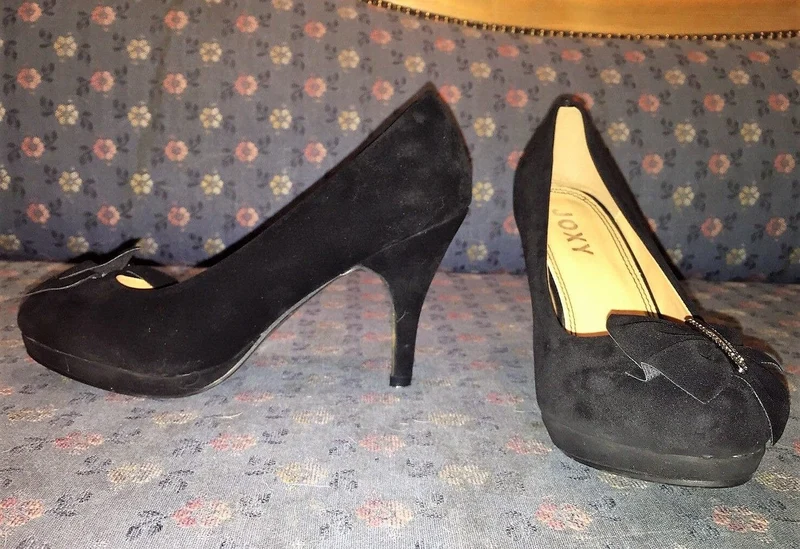 Pumps, Joxy Schuhe, schwarz Velour, Trachtenschuhe, Spange