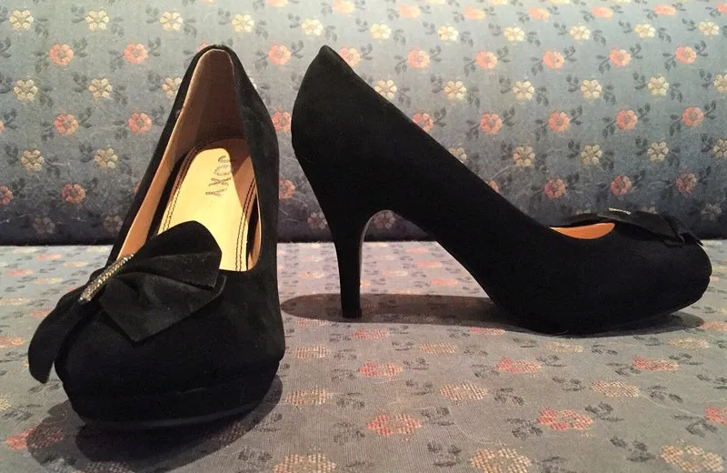 Pumps, Joxy Schuhe, schwarz Velour, Trachtenschuhe, Spange