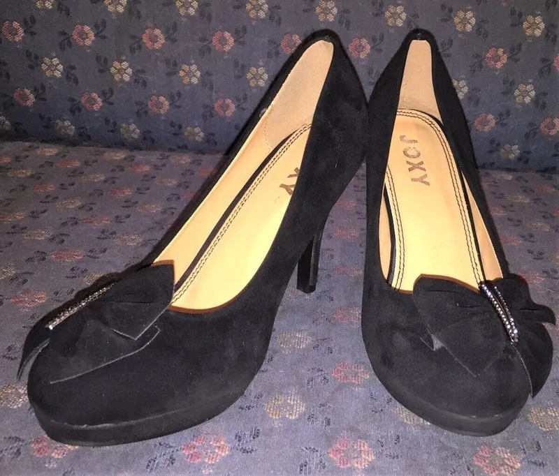 Pumps, Joxy Schuhe, schwarz Velour, Trachtenschuhe, Spange