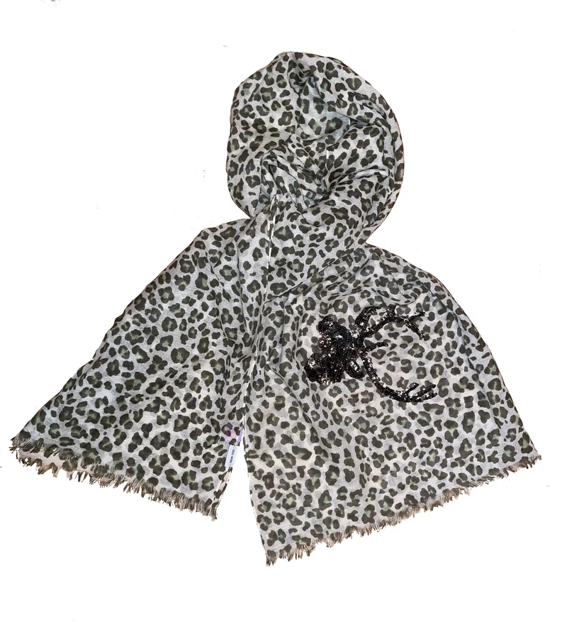Tuch, Schal, CuteStuff, Leopard Hirsch, grau/grün
