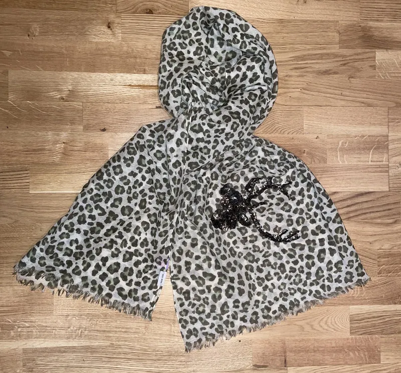 Tuch, Schal, CuteStuff, Leopard Hirsch, grau/grün