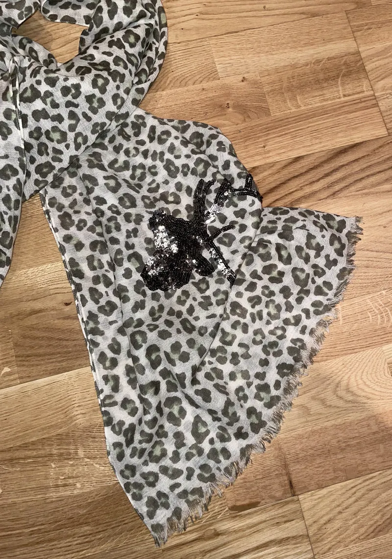 Tuch, Schal, CuteStuff, Leopard Hirsch, grau/grün