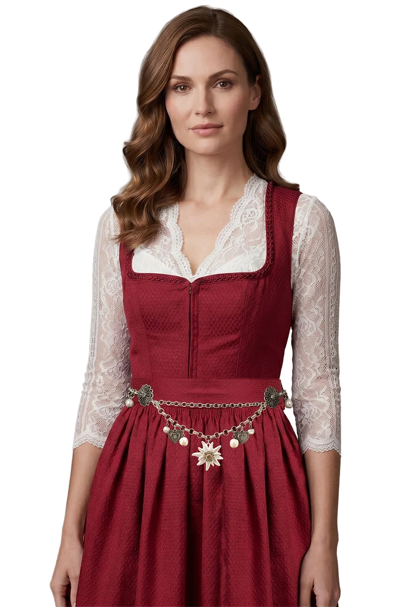 Damen Trachten Kettengürtel mit Herz und Edelweiß - altsilber