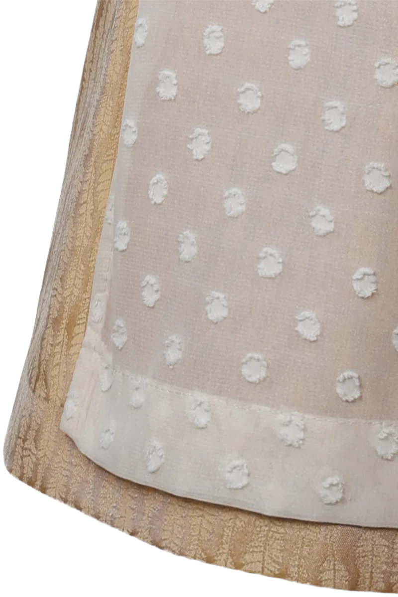 Midi-Samtdirndl mit gepunkteter Chiffonschürze