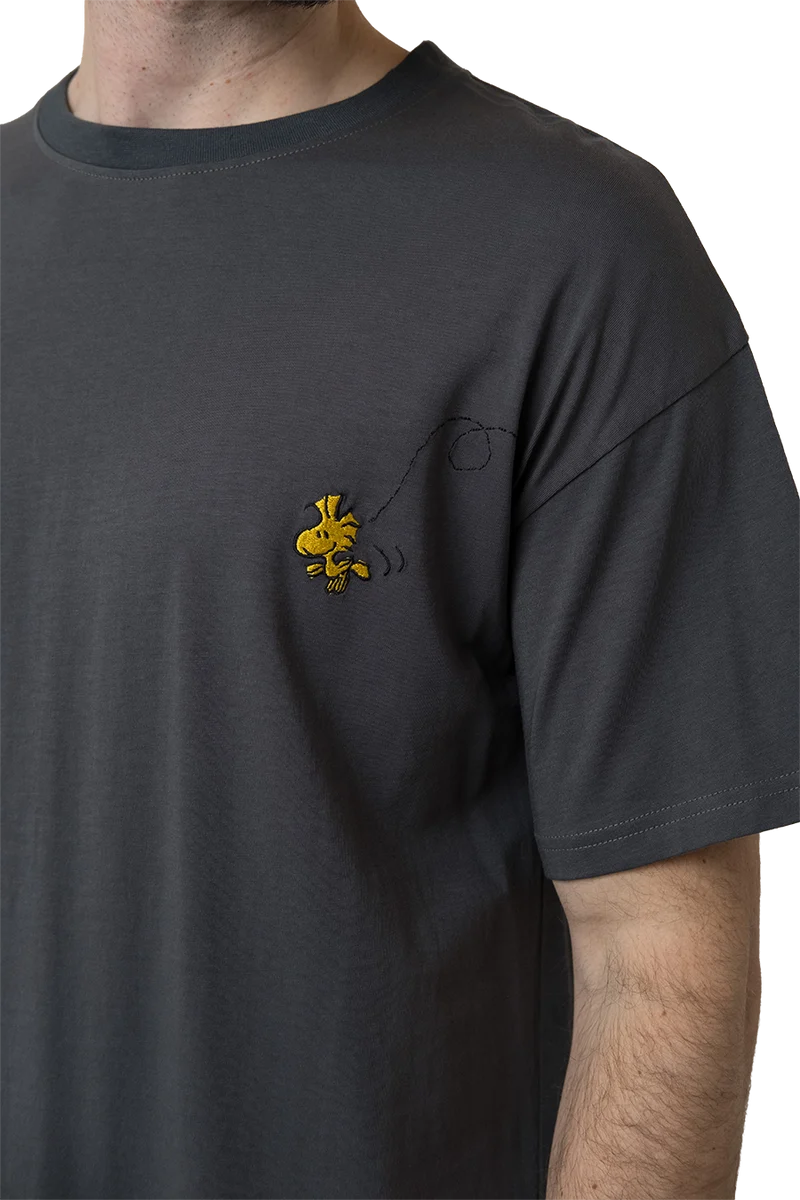 Herren T-Shirt mit kultigem Peanuts-Design - dunkelgrau