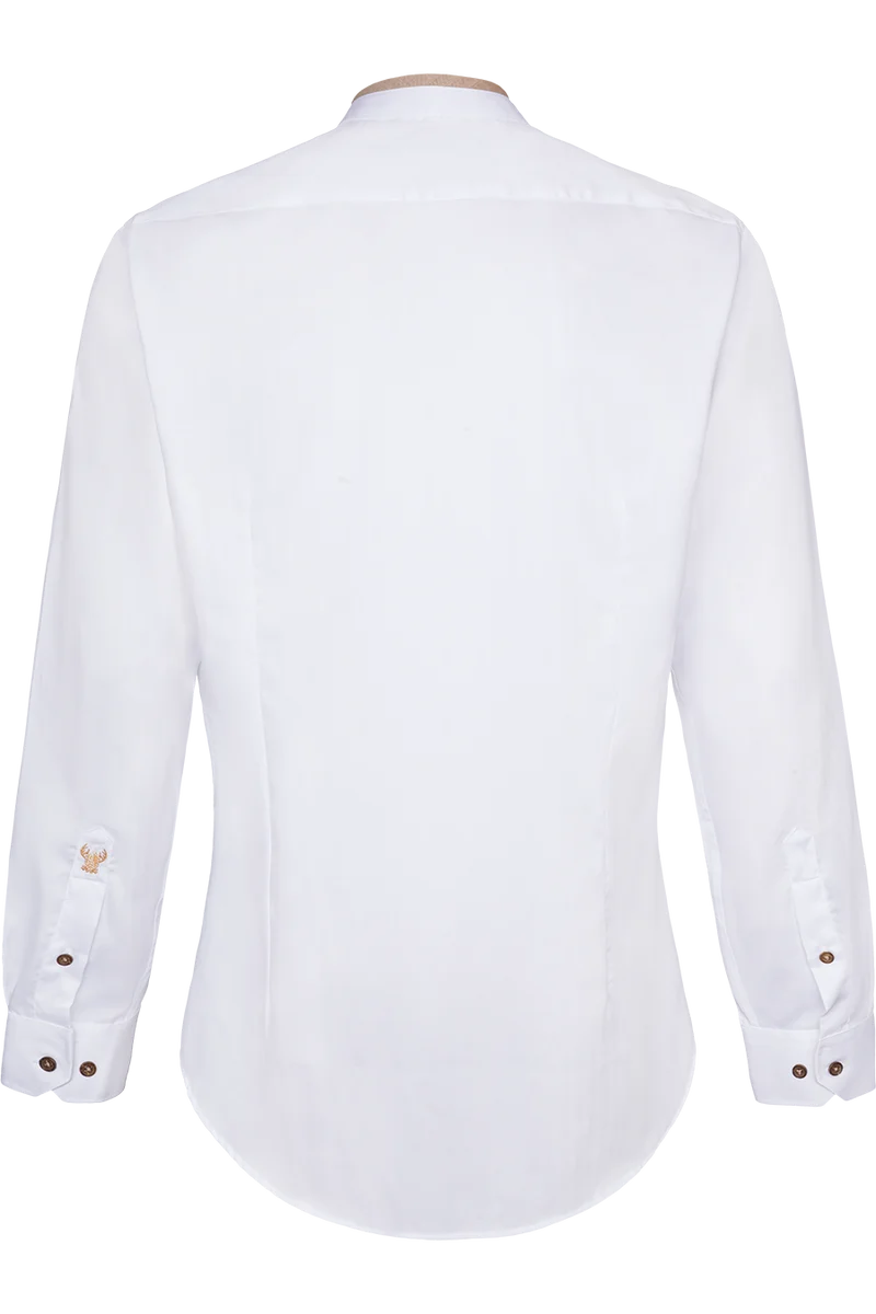 Herren Baumwollhemd bügelleicht Tailored Fit - weiß/beige