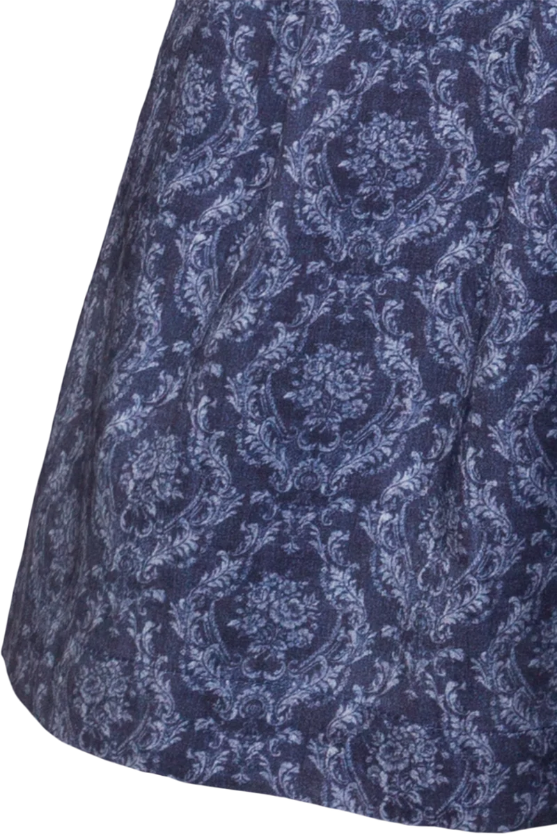 Baumwolldirndl Midi mit Samtmieder und Flügelärmel - marine
