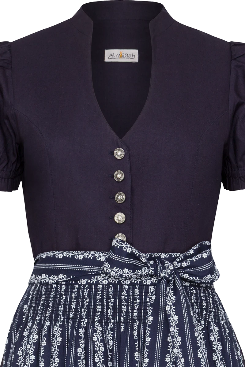 Dirndl aus Baumwolle mit Puffärmel - dunkelblau