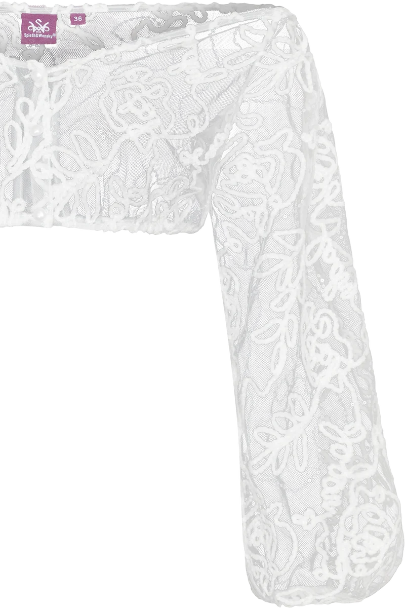 Schulterfreie Dirndlbluse mit samtartiger Spitze