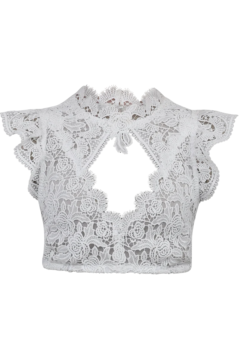 Dirndlbluse aus Tüll und floraler Spitze