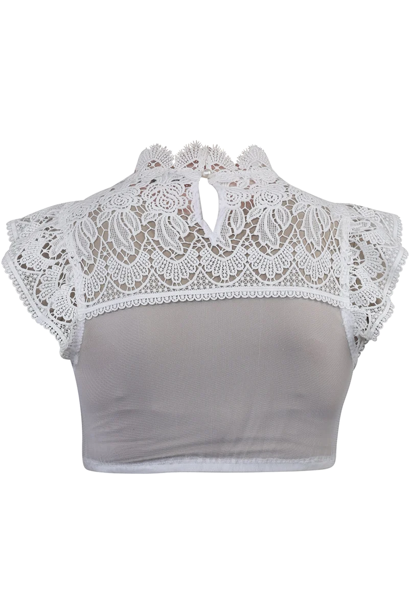 Dirndlbluse aus Tüll und floraler Spitze