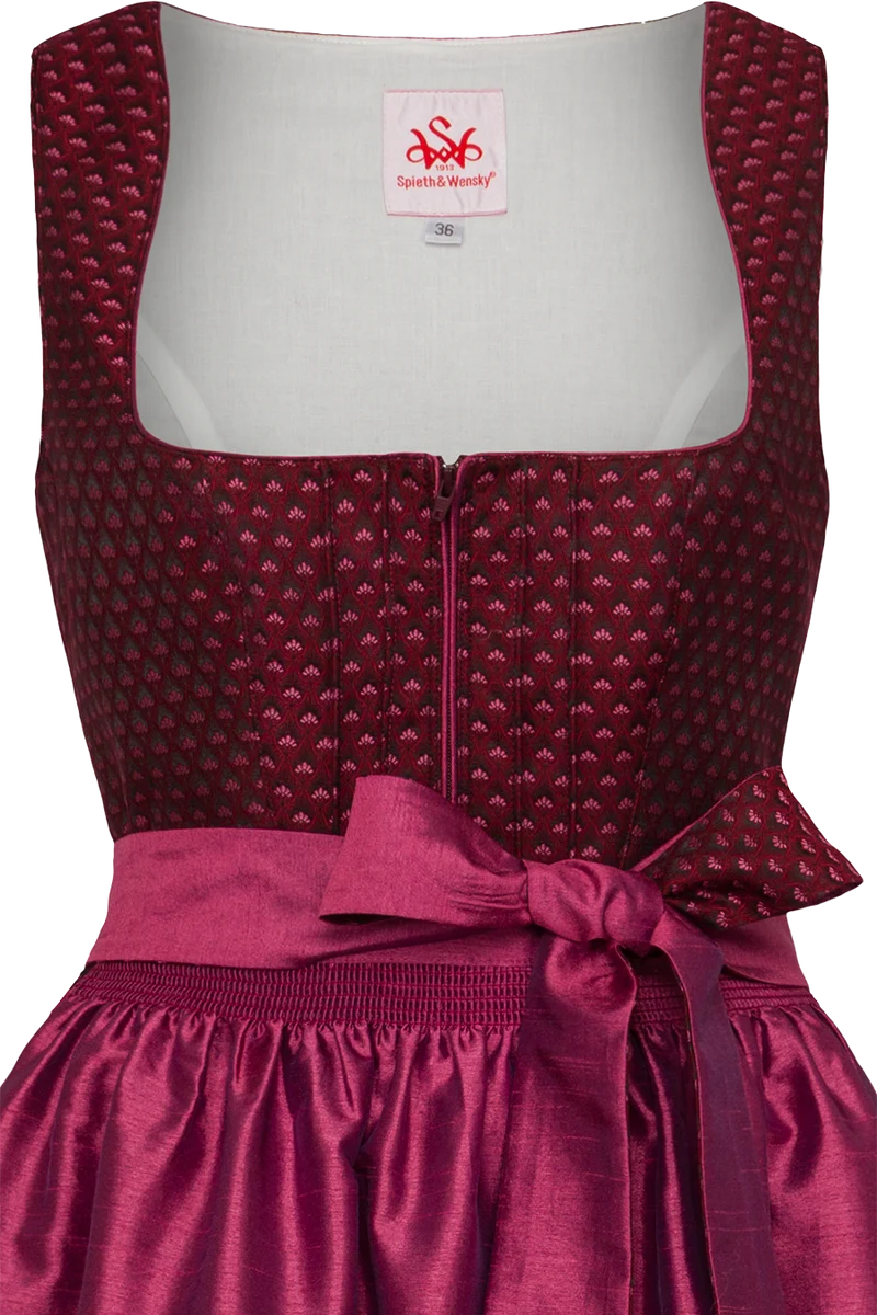Langes Dirndl mit Kontrast-Schürzenbändern