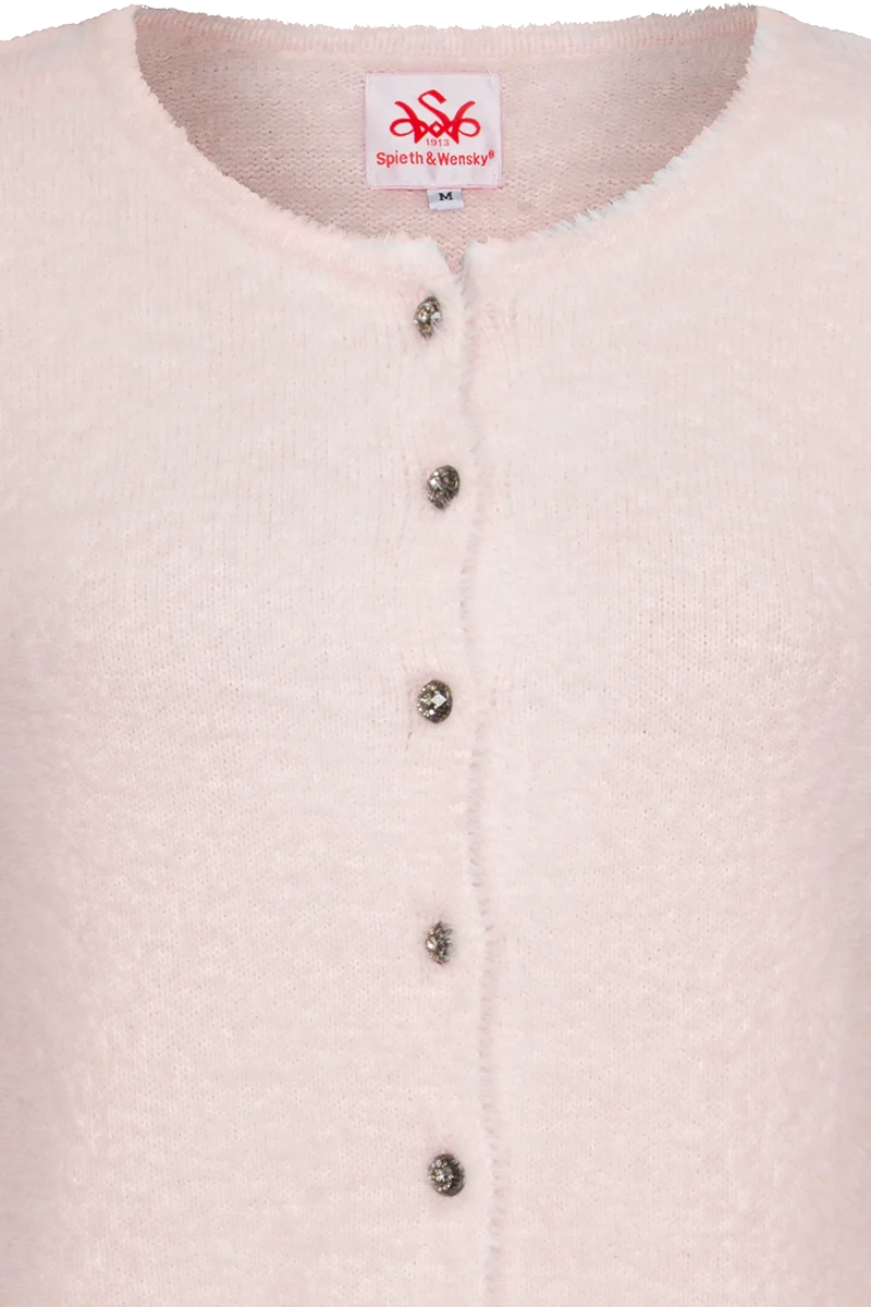 Damen Strickjacke flauschig mit Puffärmel - rose