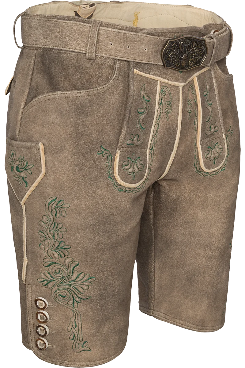 Kurze Herren Hirsch-Lederhose mit Gürtel