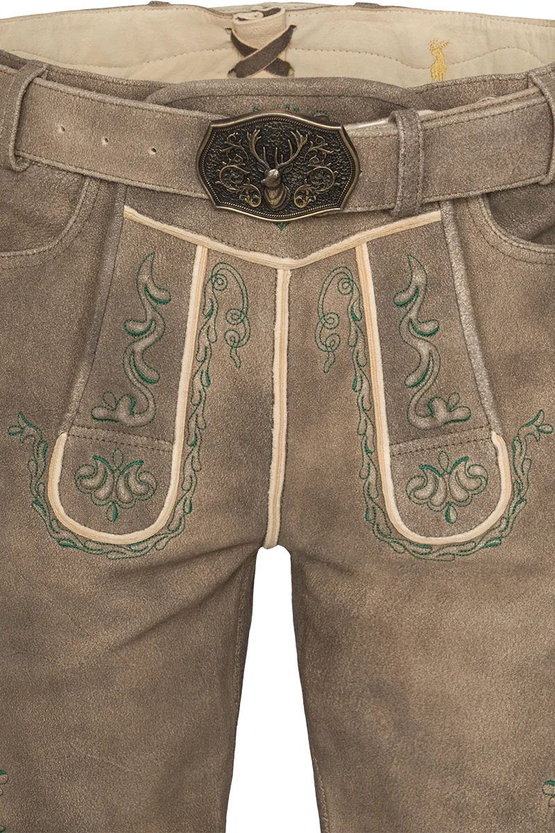 Kurze Herren Hirsch-Lederhose mit Gürtel