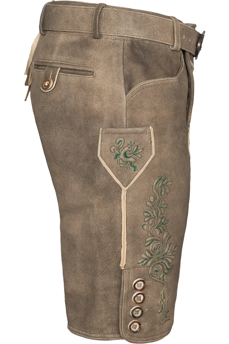 Kurze Herren Hirsch-Lederhose mit Gürtel