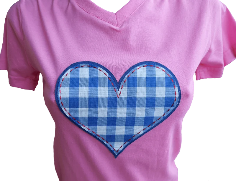 Trachtenshirt, Tu Felix Austria, Rosa, Herz, kariert