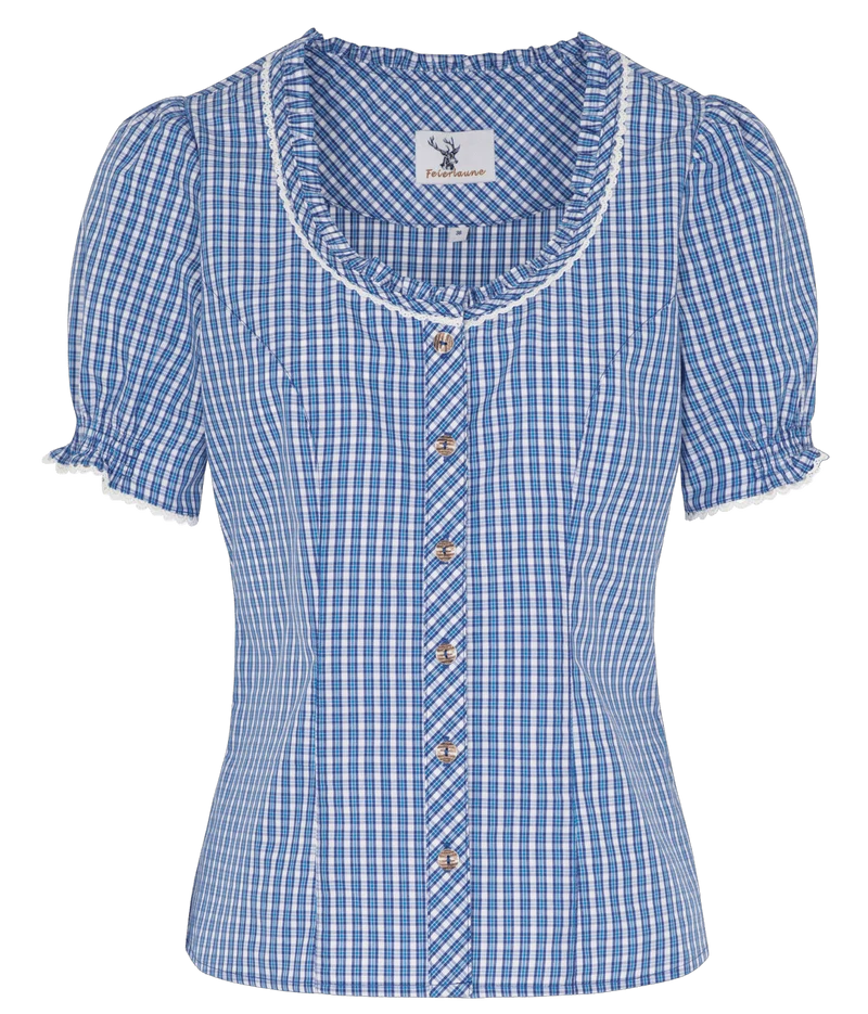 Trachtenbluse, Spieth & Wensky, Neumühl, Blau kariert