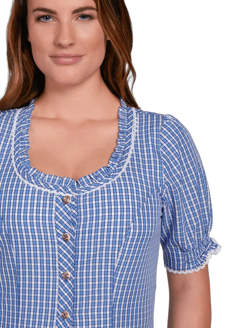Trachtenbluse, Spieth & Wensky, Neumühl, Blau kariert