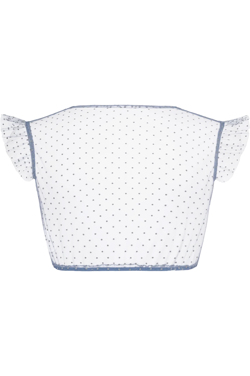 Gepunktete Dirndlbluse transparent mit Flügelärmel