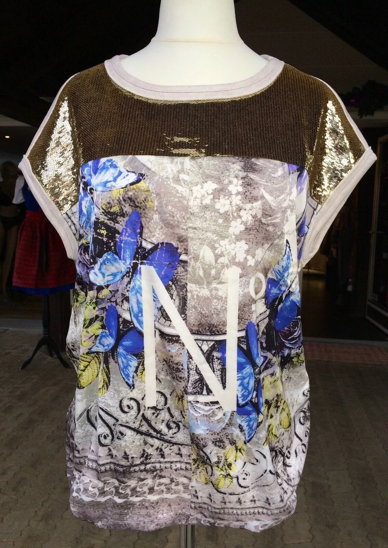 T-Shirt, Sportalm, Amaya, Kurzarm, beige, Pailletten