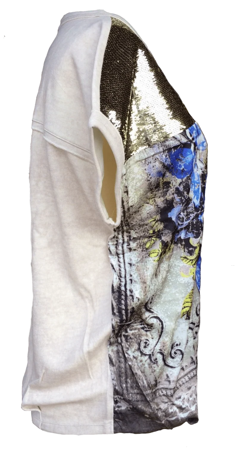 T-Shirt, Sportalm, Amaya, Kurzarm, beige, Pailletten
