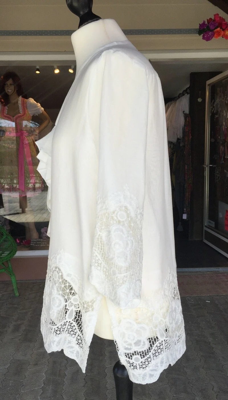 Schluppenbluse, Bluse, von&zu Basset, ecru, langarm