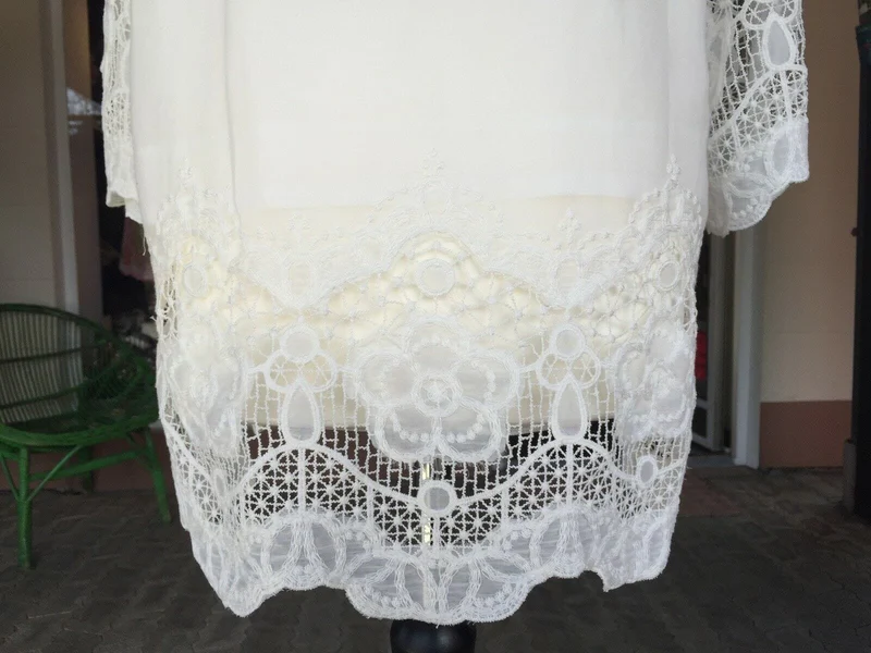 Schluppenbluse, Bluse, von&zu Basset, ecru, langarm