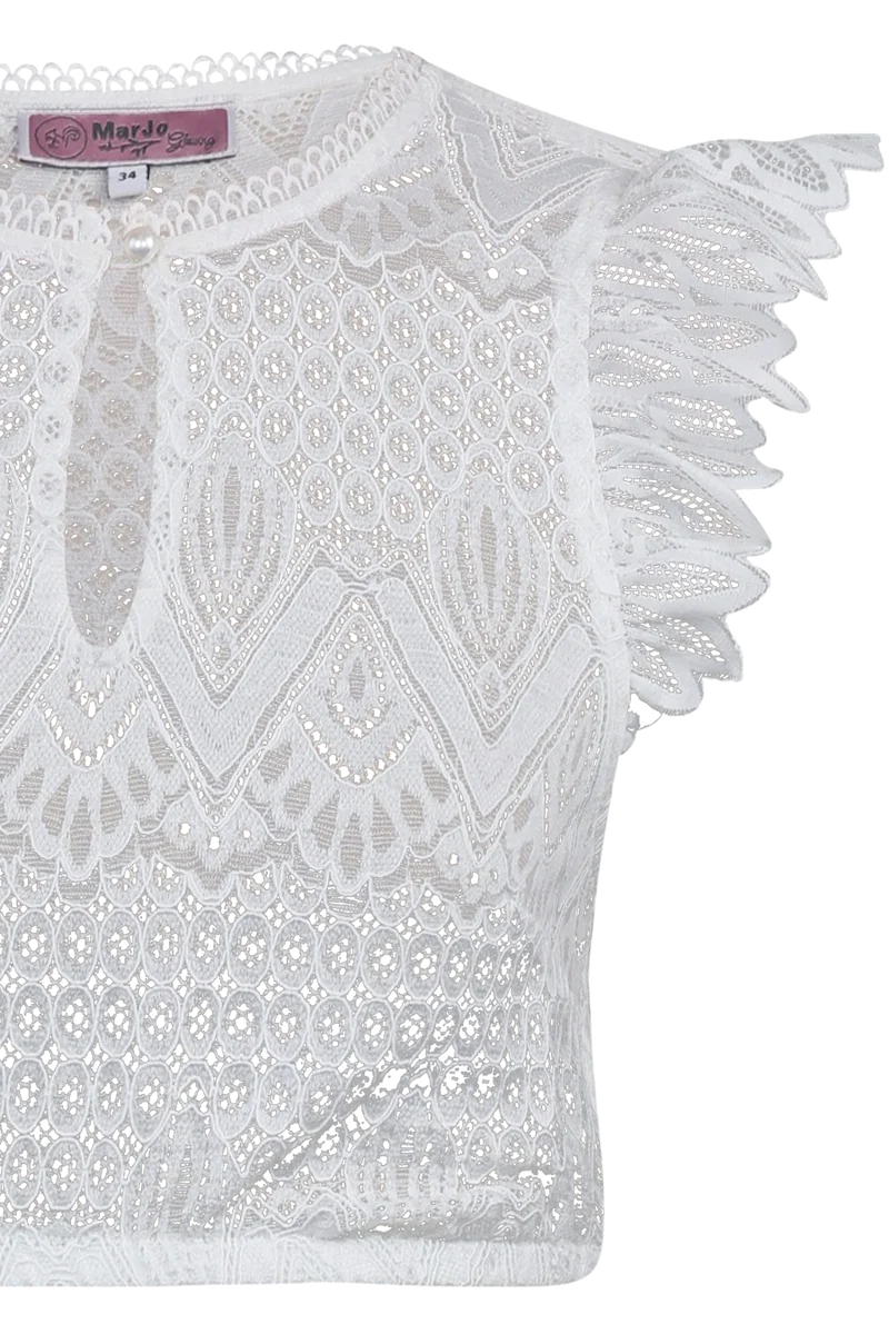 Dirndlbluse aus elastischer Spitze mit Flügelärmel