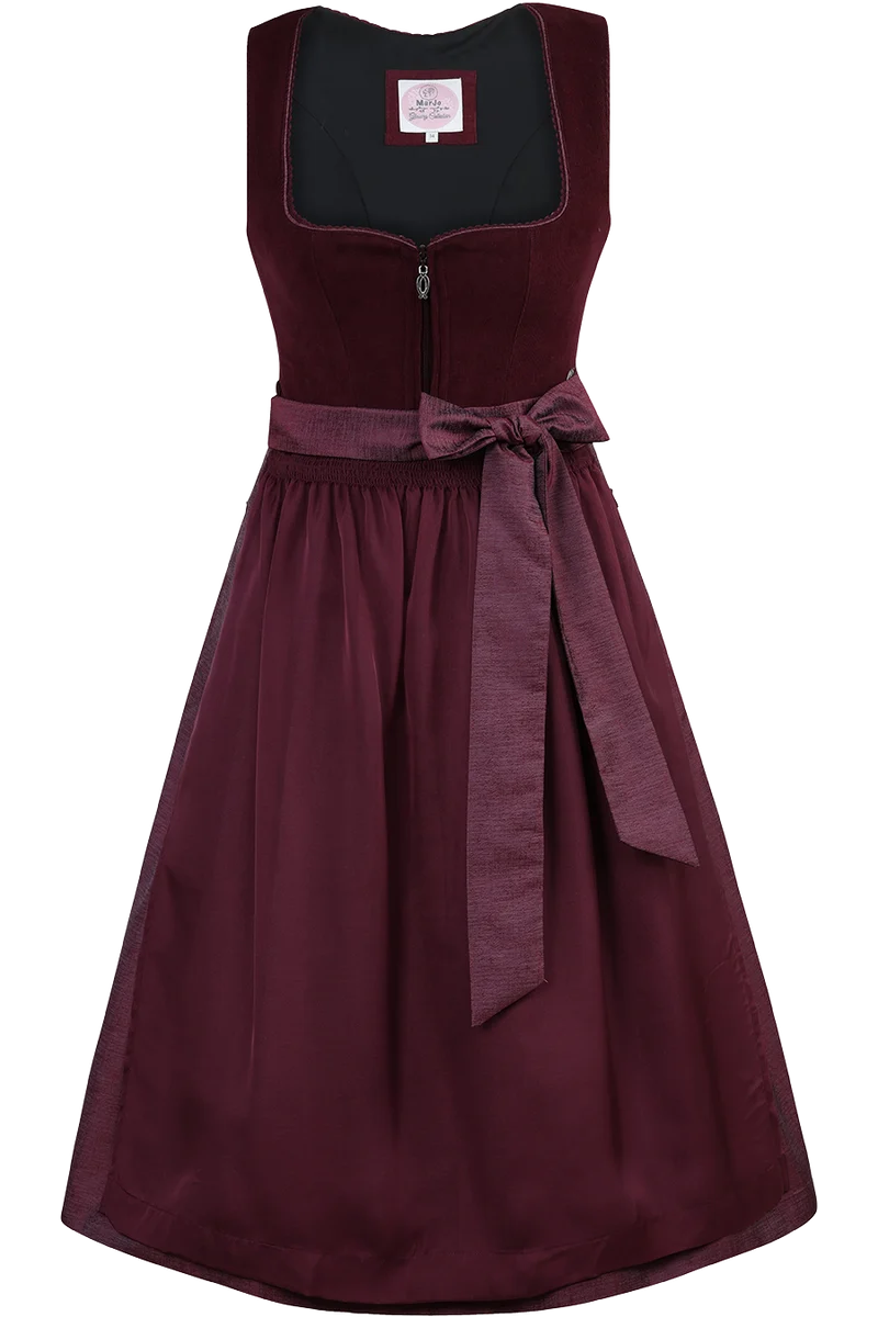 Monochromes Cord-Dirndl in Midilänge