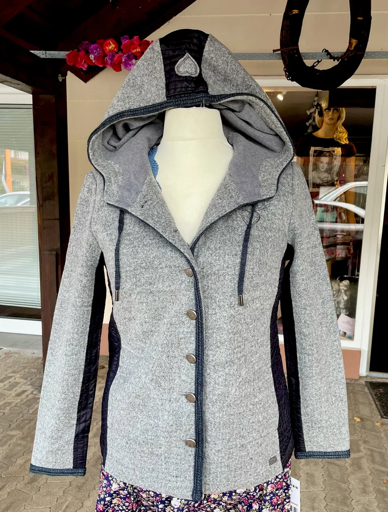 Trachten Jacke, Spieth & Wensky, Sabine, grau/schwarz, Walkoptik