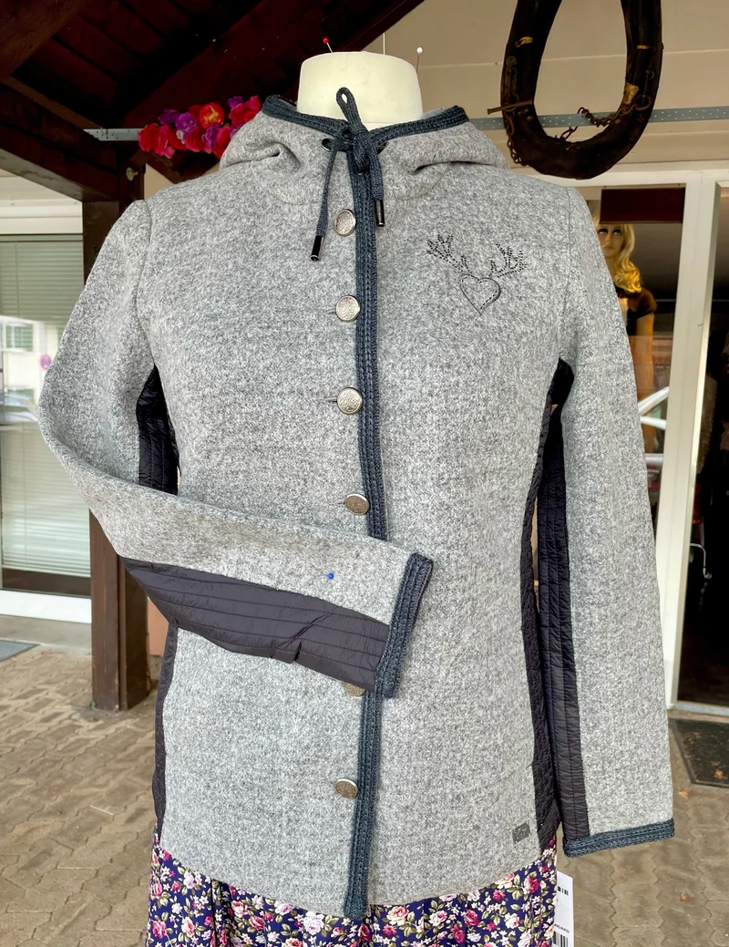 Trachten Jacke, Spieth & Wensky, Sabine, grau/schwarz, Walkoptik
